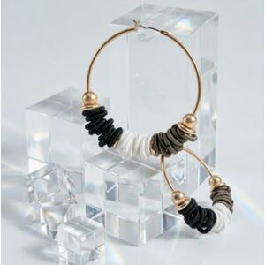 Lee Angel Antique Gold Silk Ring Colorblock Hoop earrings NWT 198